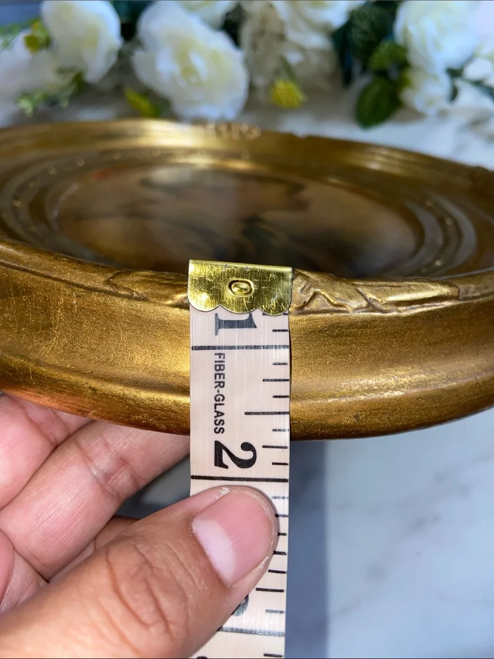 Gold Tone Oval Wall Frame with Vintage Portrait